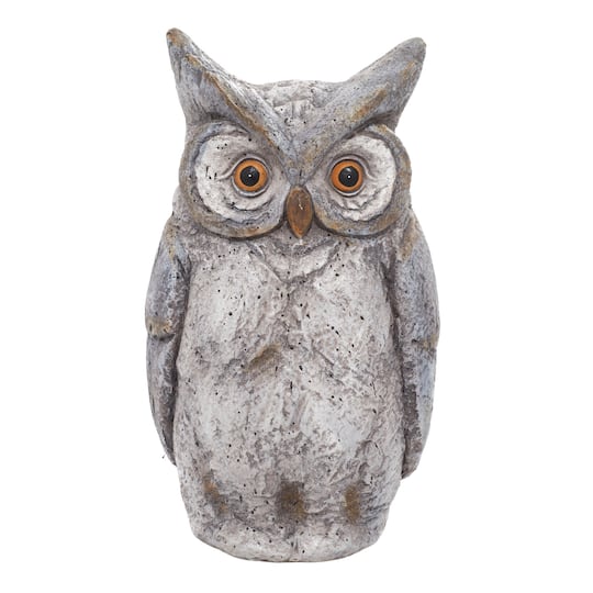 17" Gray Stone Country Owl Garden Sculpture